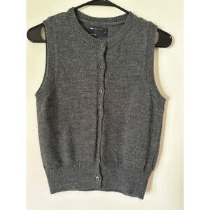 ASOS‎ Sweater Vest Womens Small Grey Knit Button Front Quiet Luxury Academia